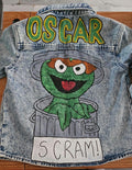 Oscar the grouch themed hand-painted personalised jacket